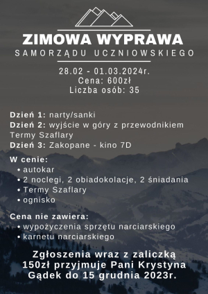 Zimowa wyprawa Samorządu Uczniowskiego