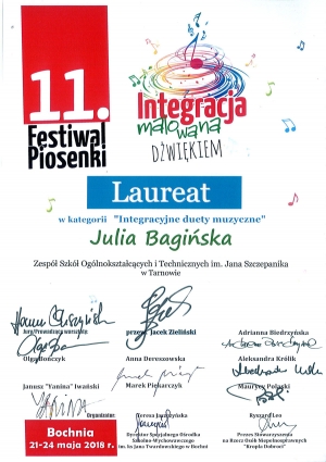 Sukces wokalny Julii Bagińskiej z 1a LO