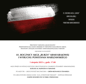 Zaproszenie do udziału w uroczystościach 81. Rocznicy Akcji „Burza” Armii Krajowej i Wybuchu Powstania Warszawskiego