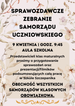 Zebranie sprawozdawcze Samorządu Uczniowskiego