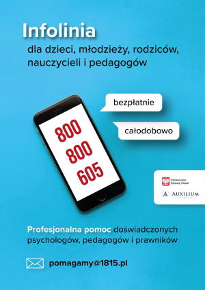 Bezpłatna infolinia dla dzieci, młodzieży, rodziców i opiekunów oraz nauczycieli