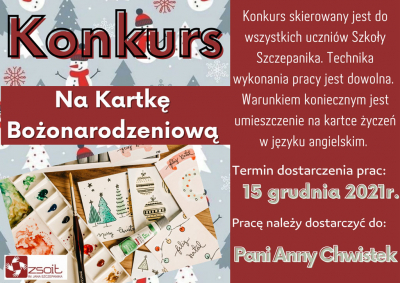 Konkurs na kartkę bożonarodzeniową w języku angielskim